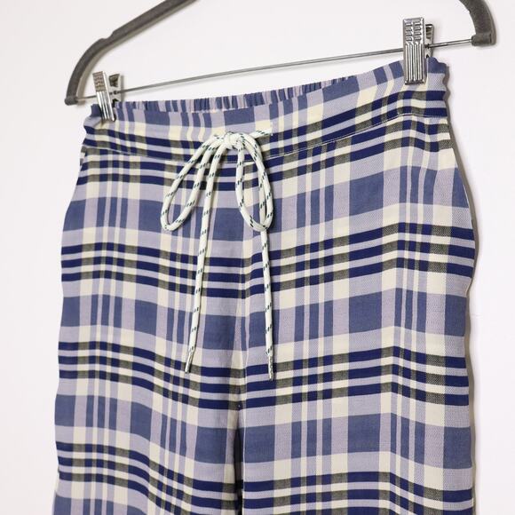 BAUM UND PFERDGARTEN Nue Plaid Crop Pants Silk Blend Blue White Women's 36/S - Picture 4 of 13